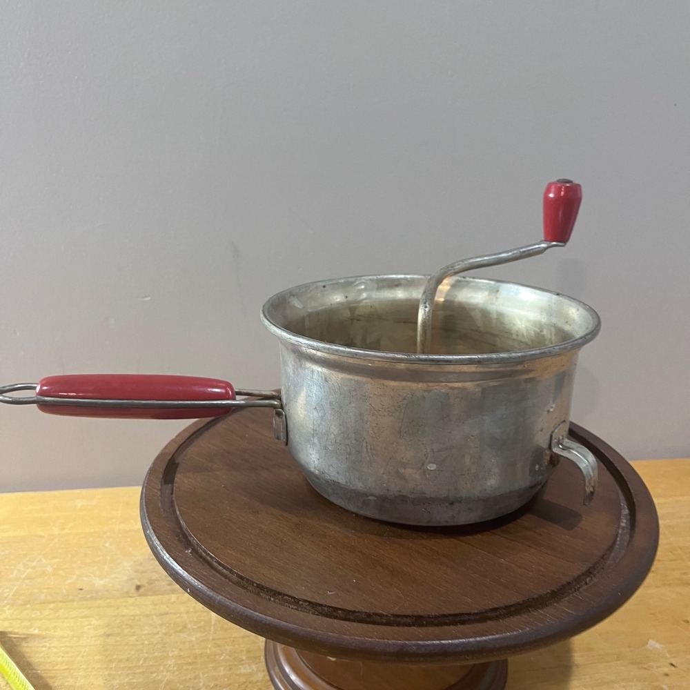 Vtg Foley Food Mill Red Wood Handle Aluminum Hand Crank Farmhouse Decor 1950s‎